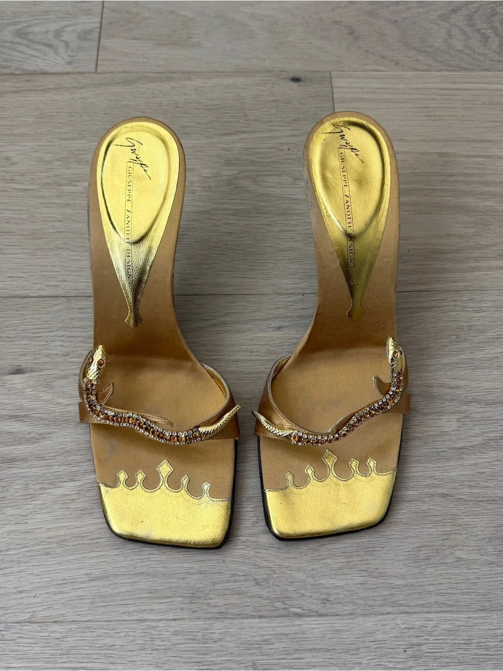Vintage Giuseppe Zanotti Gold Snake Heels